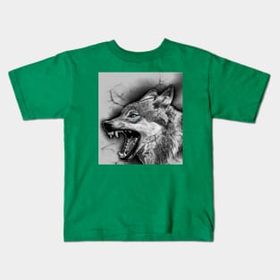 RAGING MAD WOLF Kids T-Shirt